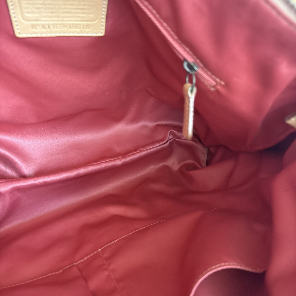 COACH Poppy Whipstitch Tote Bag Natural Tan Leather Large 19018 - Picture 14 of 16